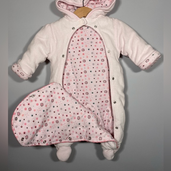 Babaluno Pink Snap Front lightly padded Hooded Bunting size Newborn-3 Months - Picture 2 of 9
